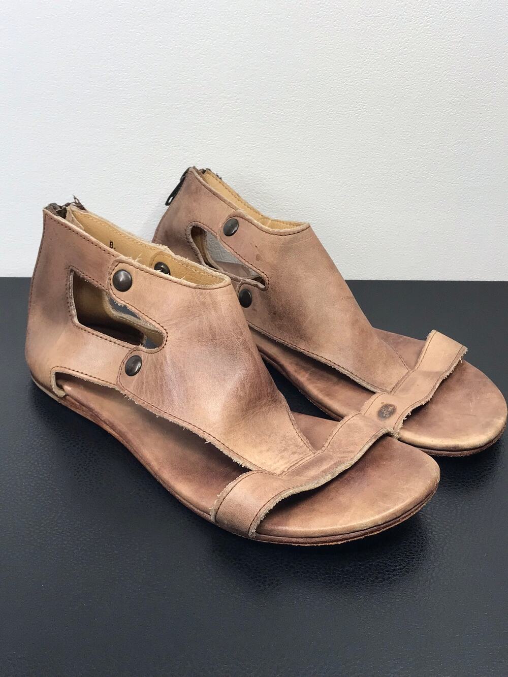 Bed Stu Soto Burnished Brown Leather Sandals